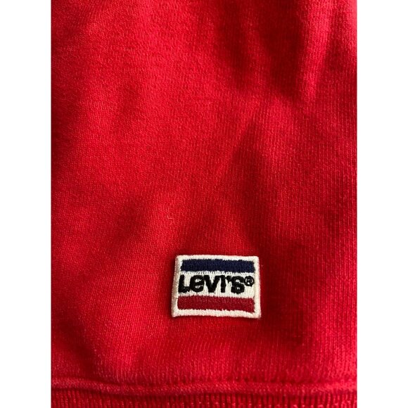 Levis Womens Sweatshirt Small Colorblock Hoodie Red White Navy Cotton Sportswear - Picture 8 of 10